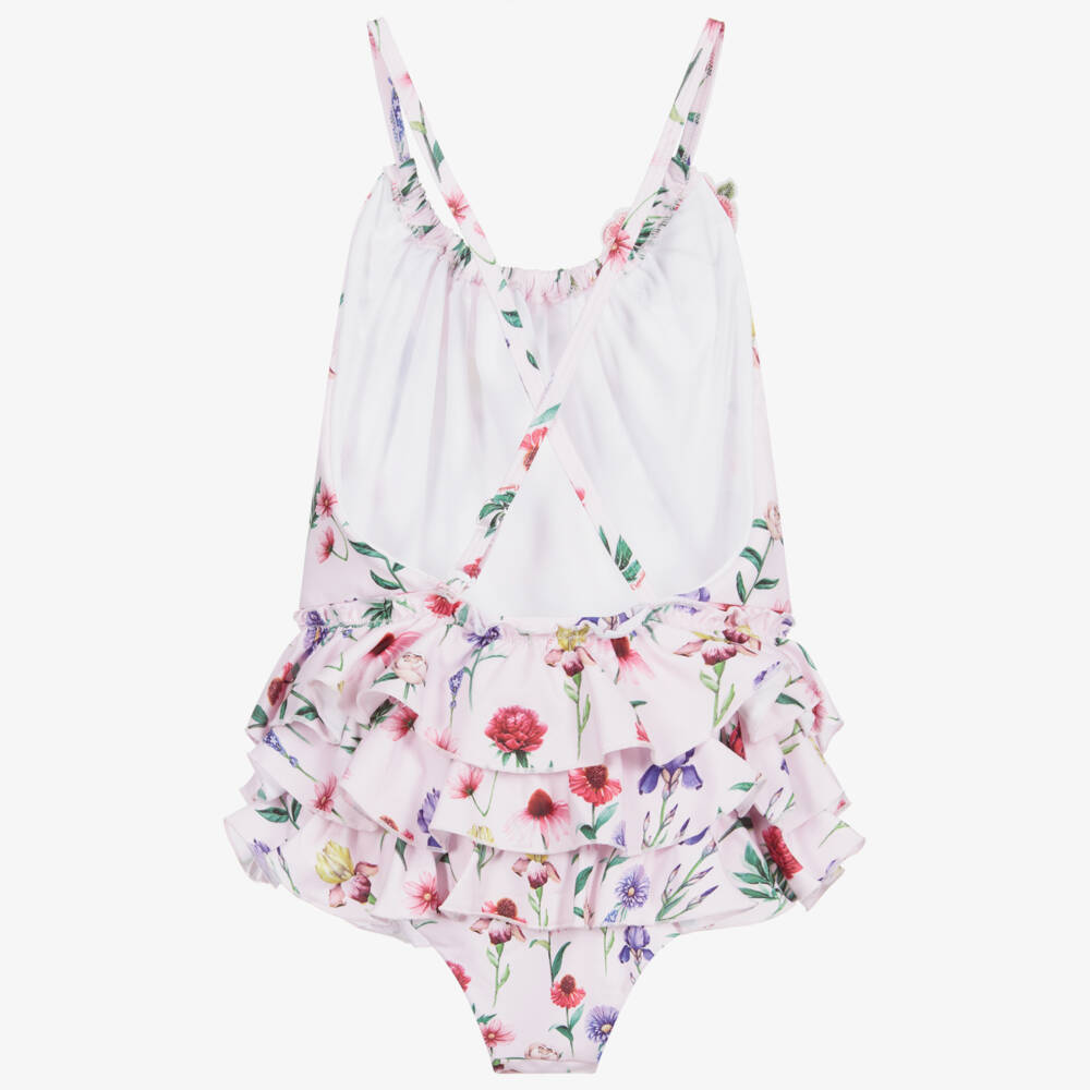Monnalisa-Teen Pink Floral Swimsuit | Childrensalon Outlet