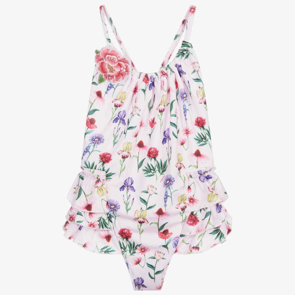 Monnalisa-مايو لون زهري فاتح بطبعة ورود | Childrensalon Outlet