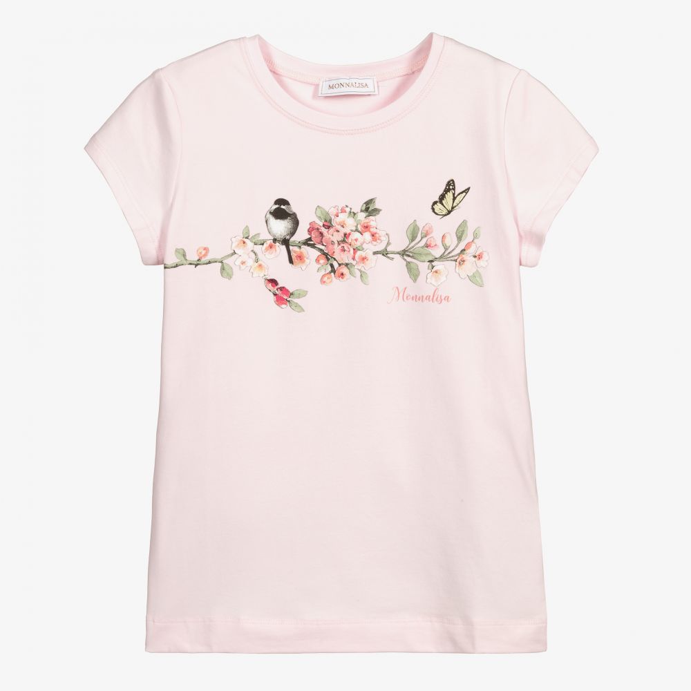Monnalisa - Rosa Teen T-Shirt mit Blumen | Childrensalon