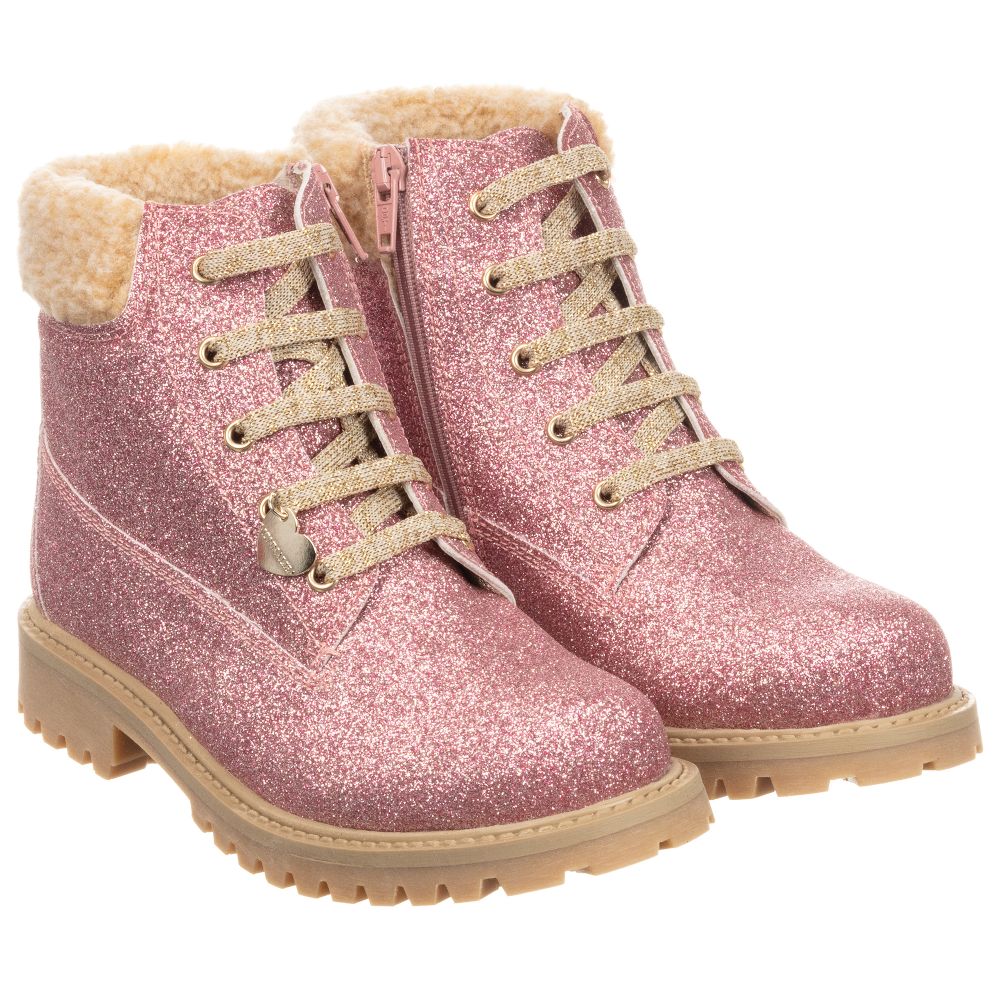 Monnalisa - Teen Pink Glitter Ankle Boots | Childrensalon