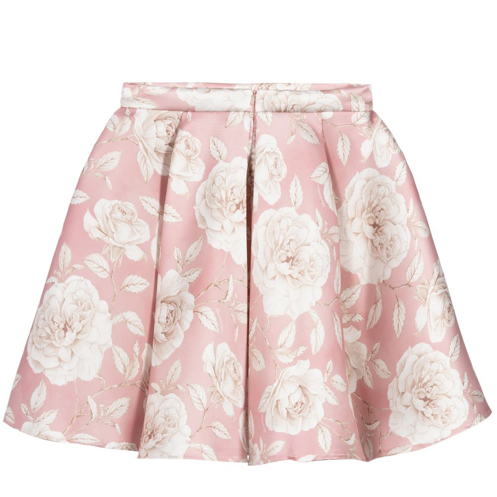 Monnalisa Шик-Teen Pink & Ivory Rose Skirt  | Childrensalon Outlet