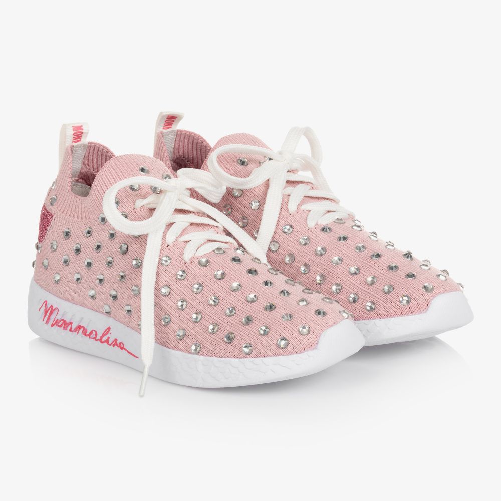 Monnalisa - Teen Pink Knitted Trainers | Childrensalon