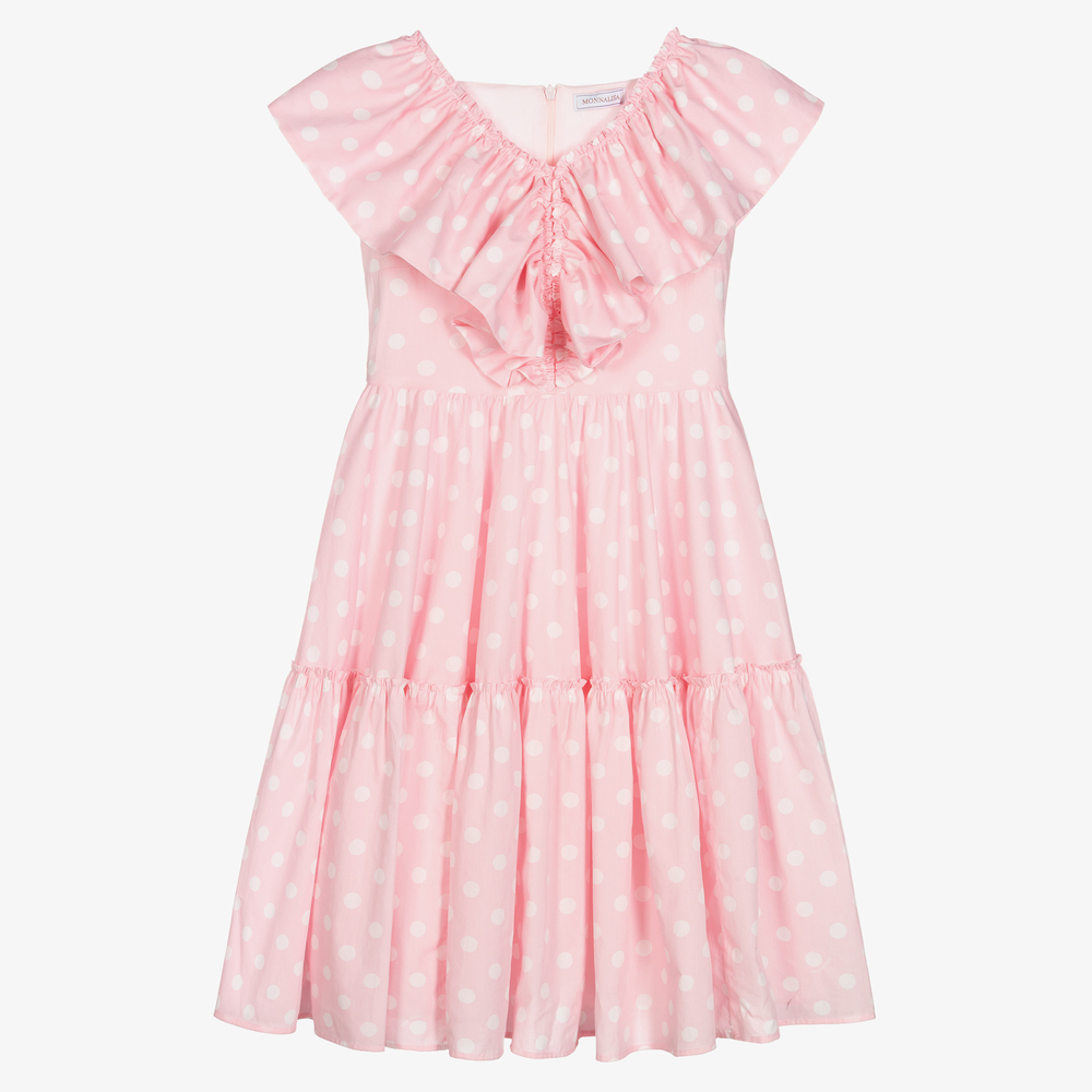 Monnalisa - Rosa Teen Kleid mit Polka Dots | Childrensalon