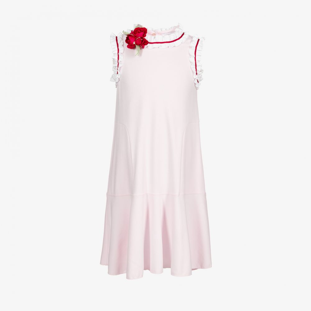 Monnalisa - Teen Pink Rose Brooch Dress | Childrensalon