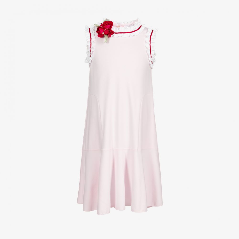 Monnalisa - Rosa Teen Kleid mit Rosenbrosche | Childrensalon