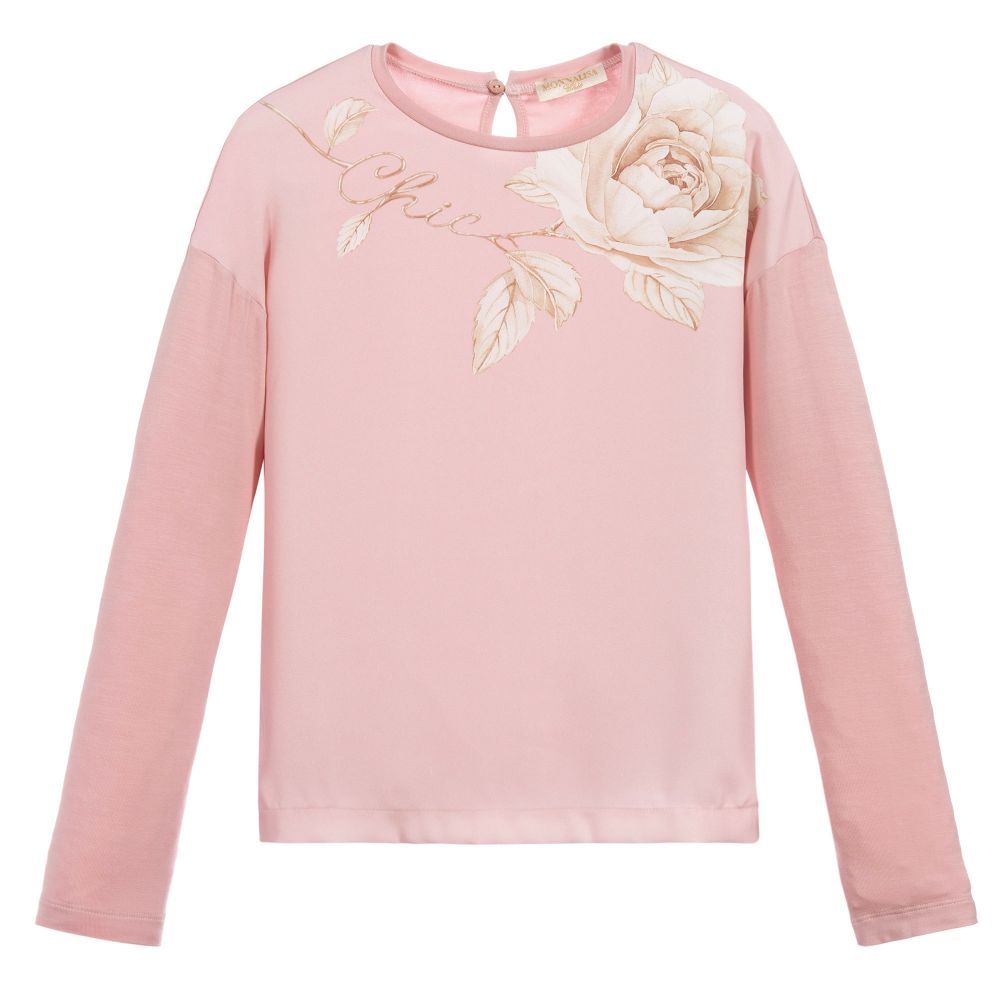 Monnalisa Chic-Teen Pink Rose Print Top | Childrensalon Outlet