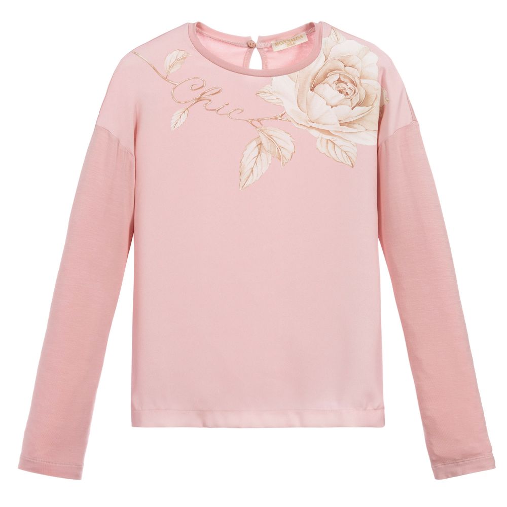 Monnalisa Chic - Teen Pink Rose Print Top | Childrensalon