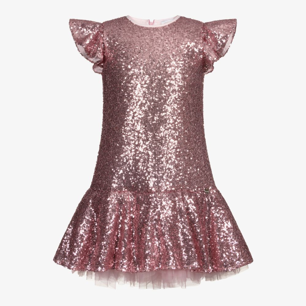 Monnalisa - Розовое платье с пайетками для подростков | Childrensalon