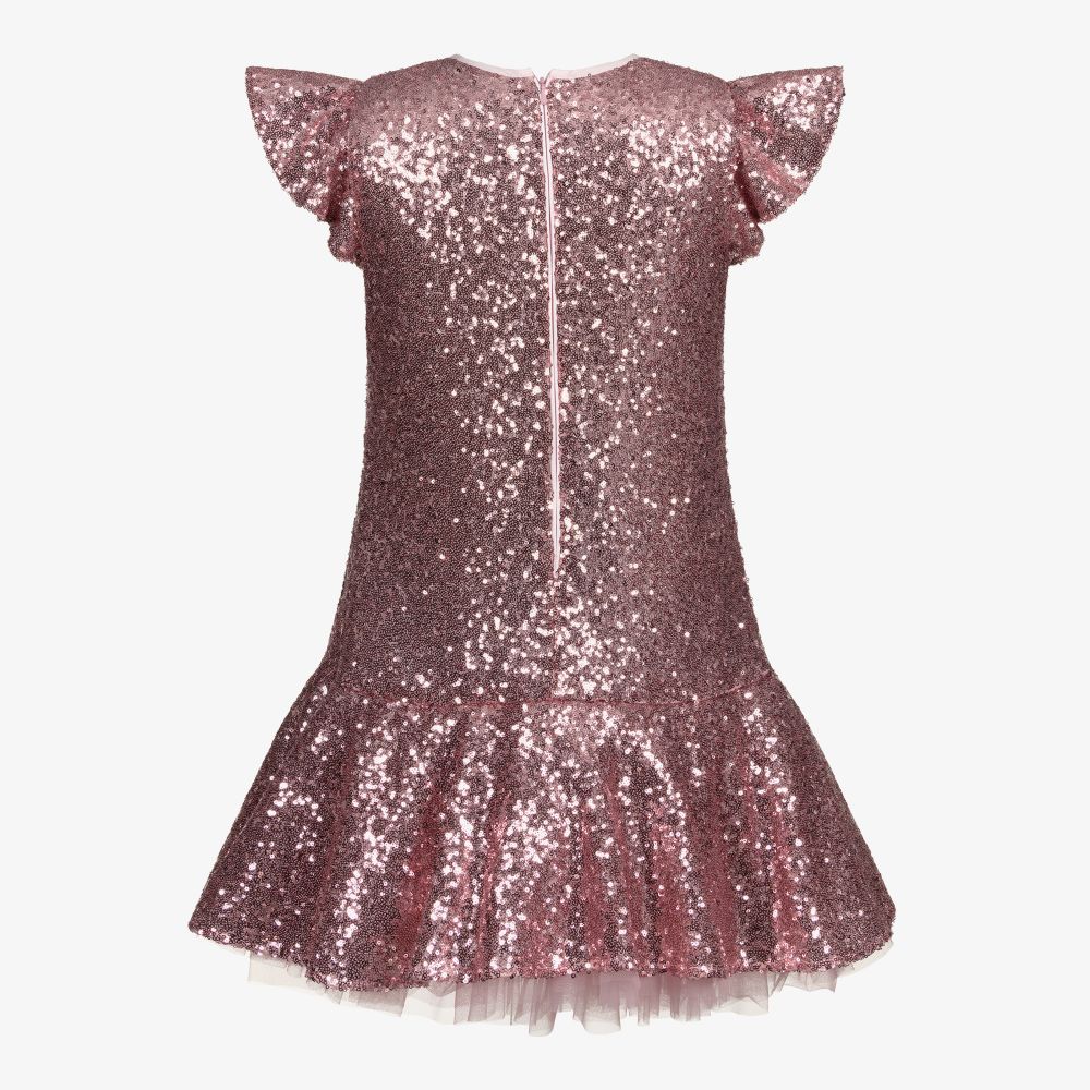 Monnalisa-Розовое платье с пайетками для подростков | Childrensalon Outlet