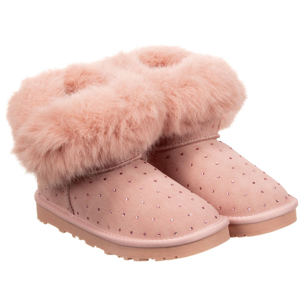 Pink suede ankle boots top