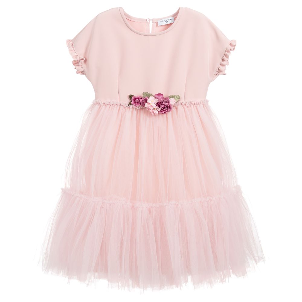 Monnalisa - Teen Pink Tulle Flower Dress | Childrensalon