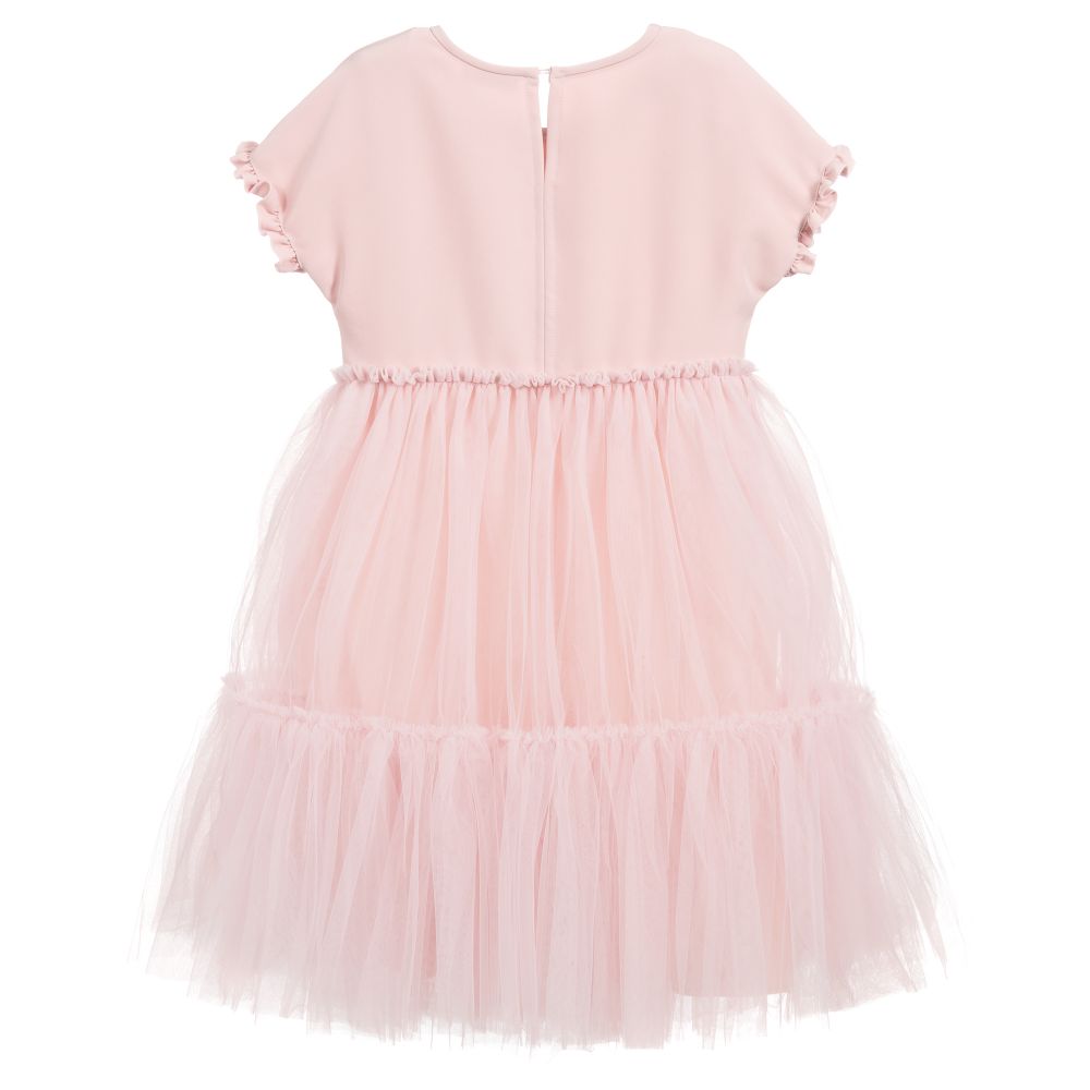 Monnalisa-Teen Pink Tulle Flower Dress | Childrensalon Outlet