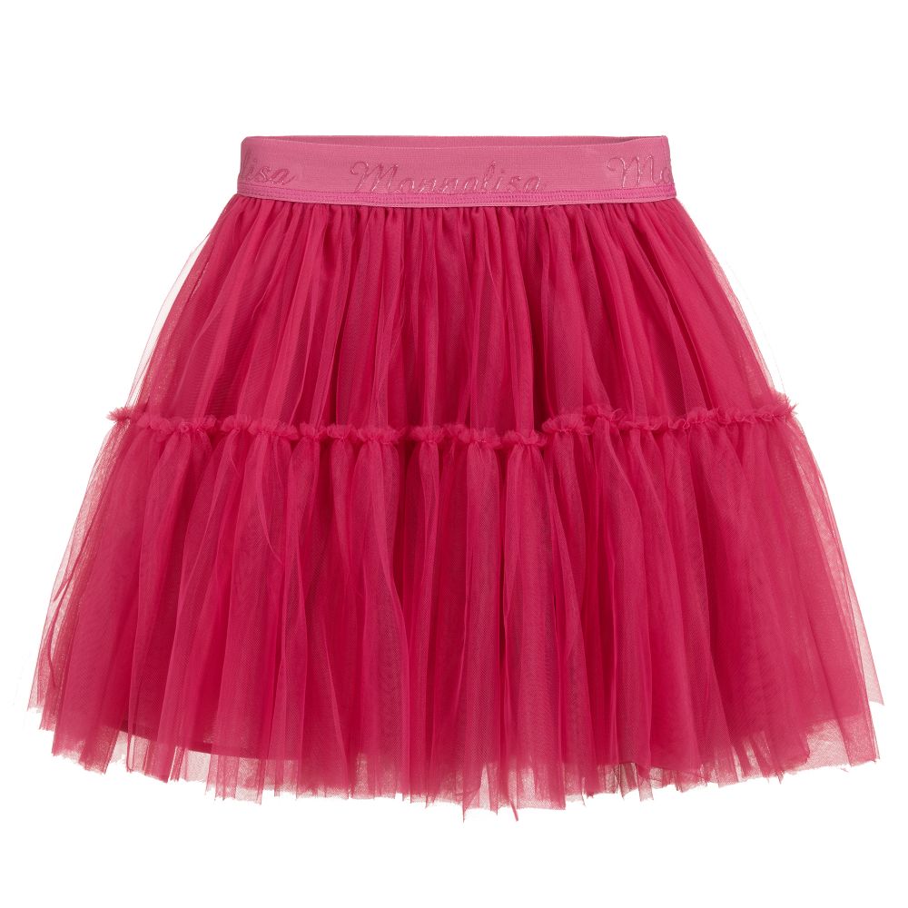 Monnalisa - Teen Pink Tulle Logo Skirt | Childrensalon