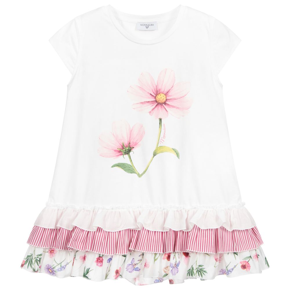 Monnalisa - Teen T-Shirt in Rosa und Weiß | Childrensalon