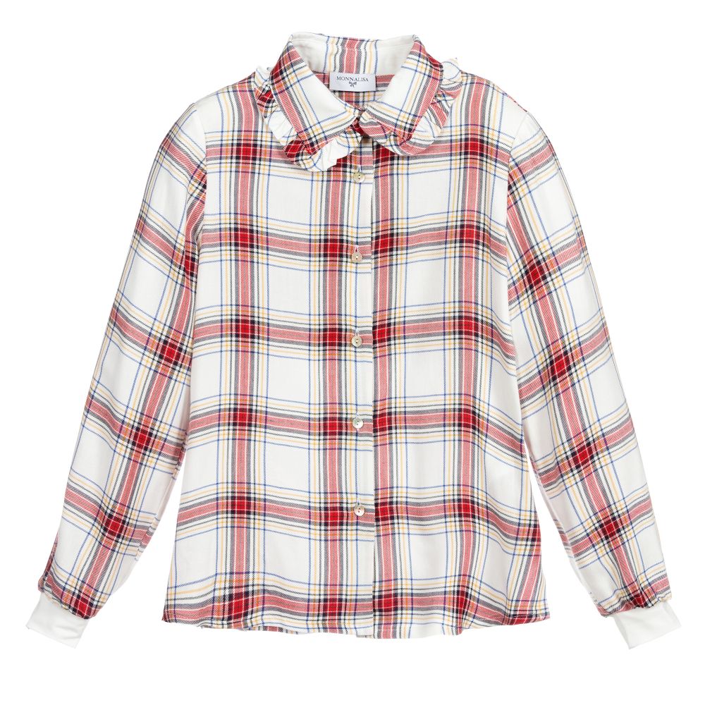 Monnalisa-Teen Red Check Disney Blouse | Childrensalon Outlet