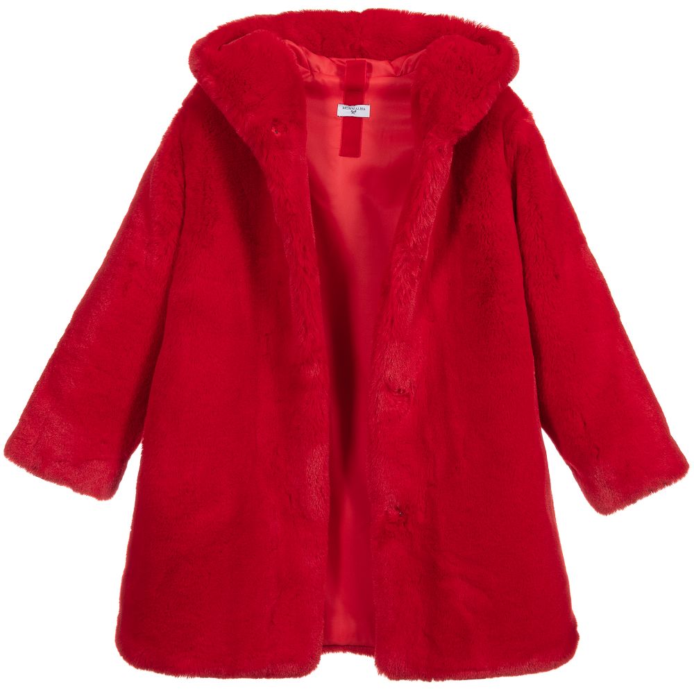 Girls red fur coat hot sale