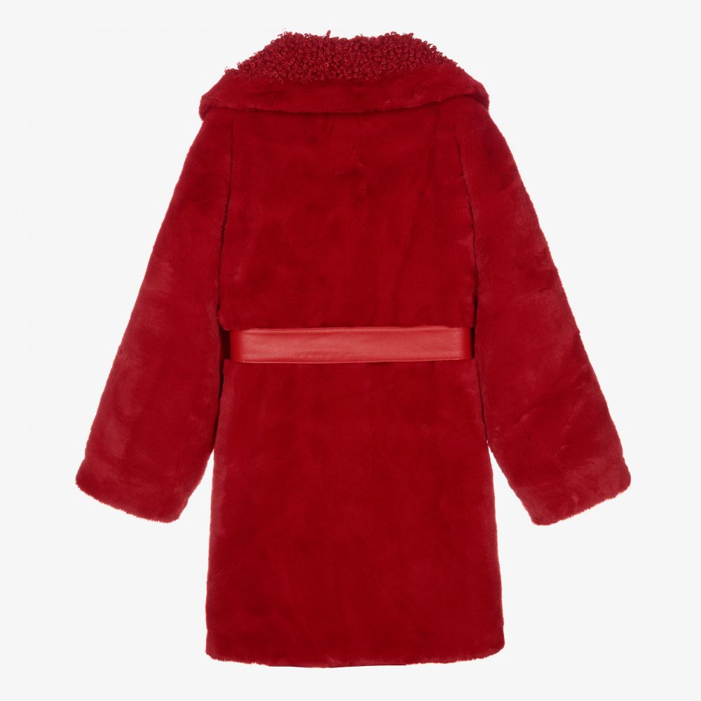 Monnalisa Manteau rouge en fausse fourrure Ado