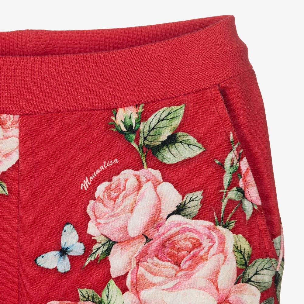 Monnalisa-Teen Red Floral Joggers | Childrensalon Outlet