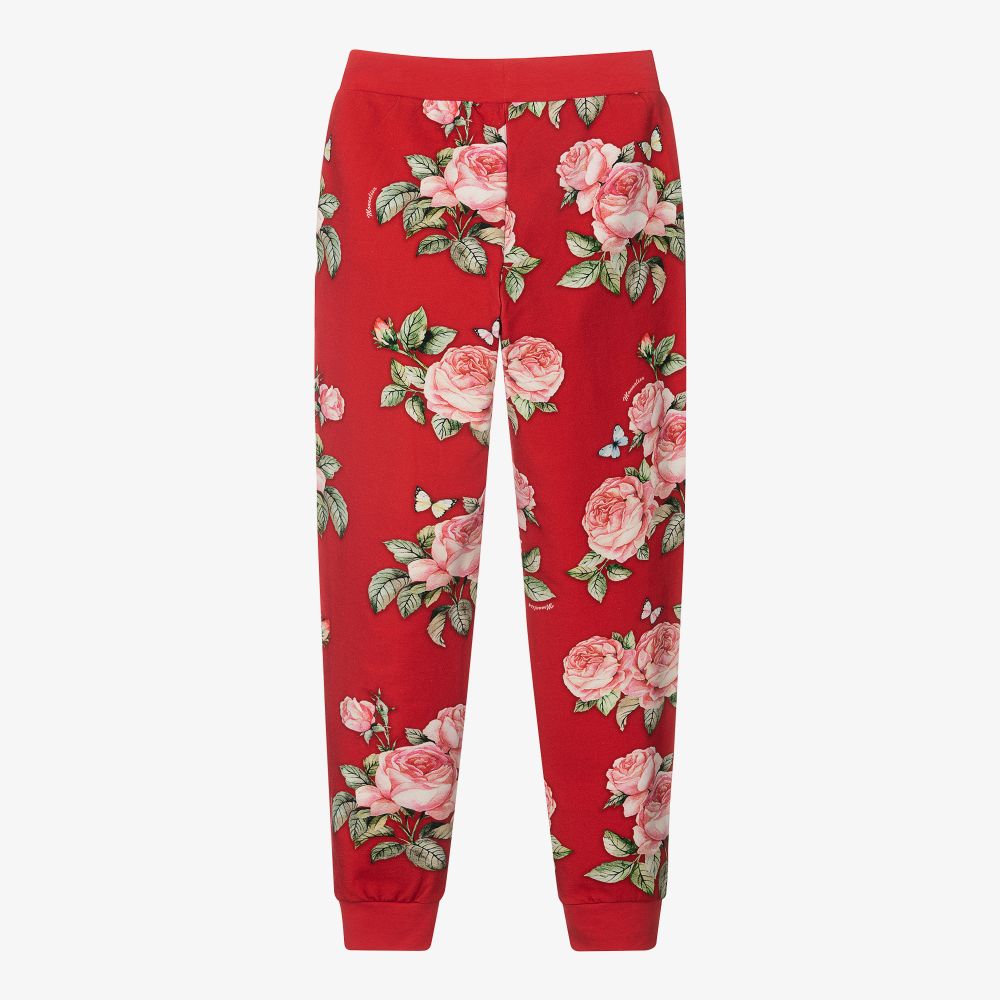 Monnalisa-Teen Red Floral Joggers | Childrensalon Outlet