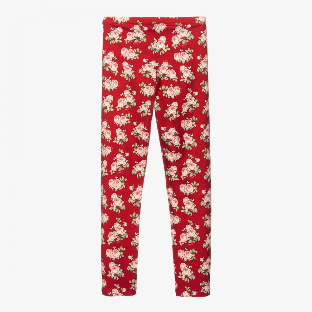 Monnalisa-Teen Red Floral Leggings | Childrensalon Outlet