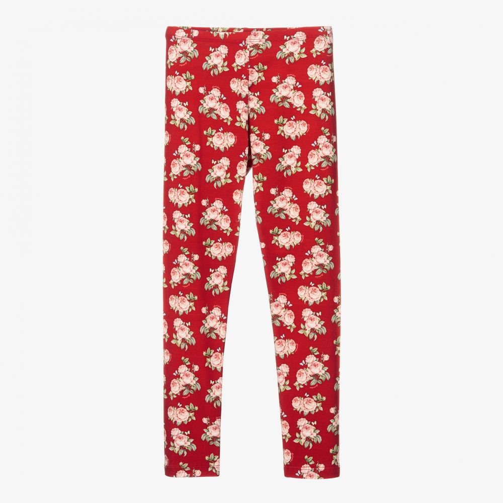 Red floral leggings clearance