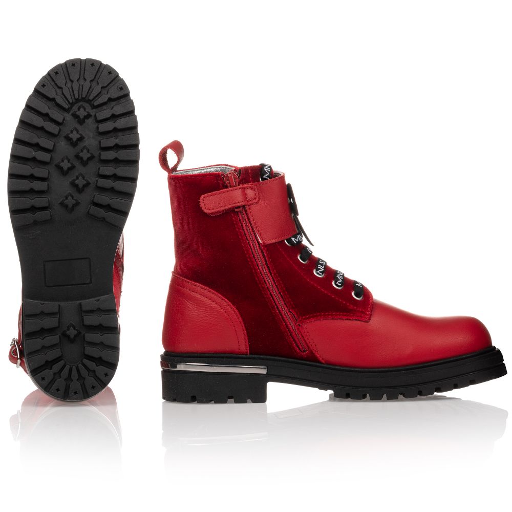 red leather boots