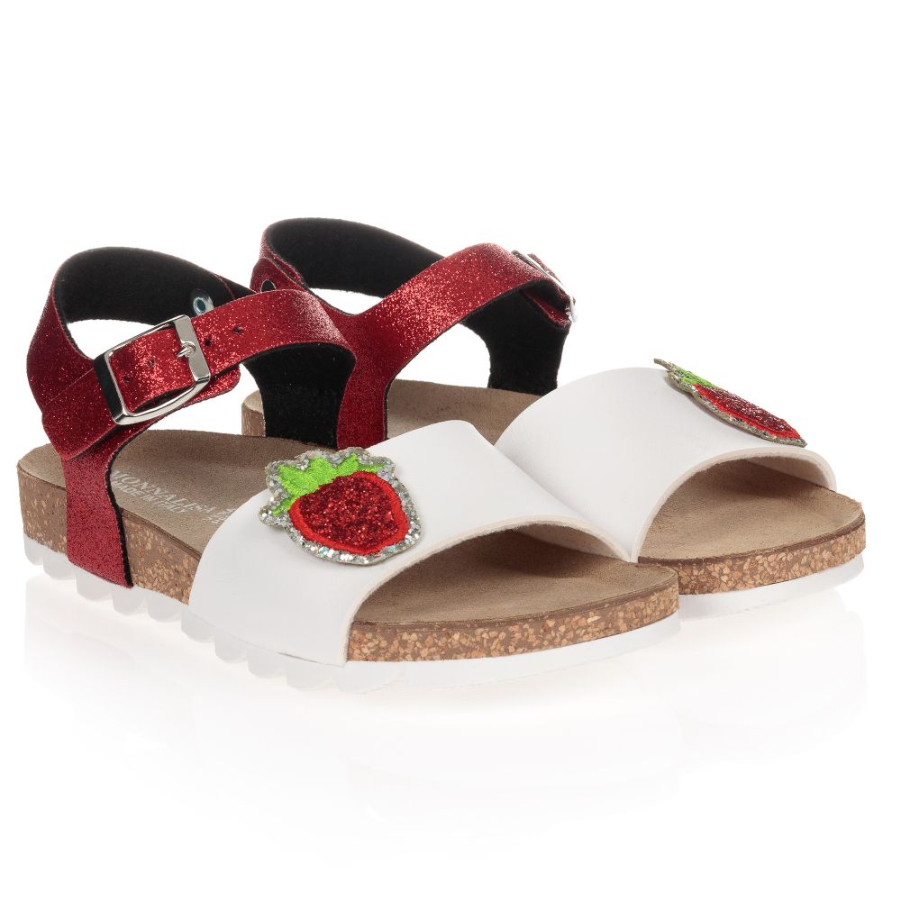 Monnalisa - Rote Teen Sandalen mit Erdbeere | Childrensalon