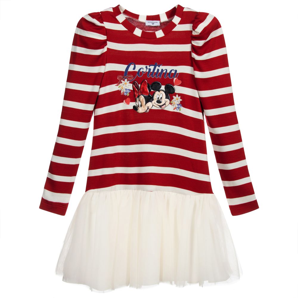 Monnalisa-Teen Red Stripe Disney Dress | Childrensalon Outlet