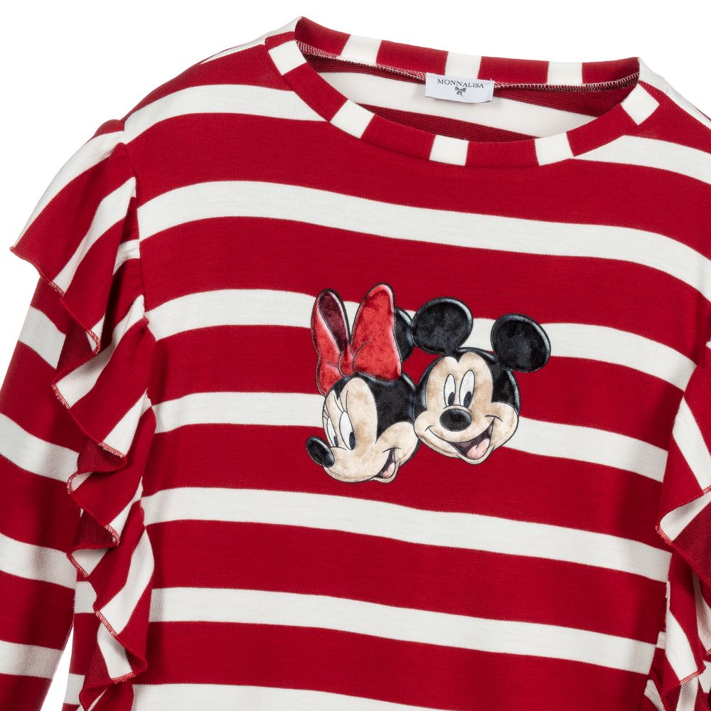 Monnalisa-Teen Red Striped Disney Top | Childrensalon Outlet