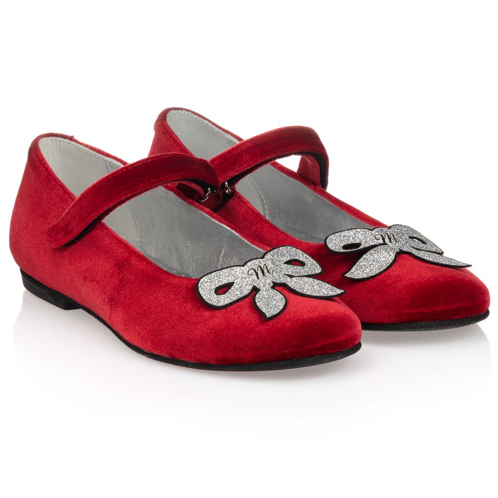 Monnalisa - Teen Red Velvet Bar Shoes | Childrensalon