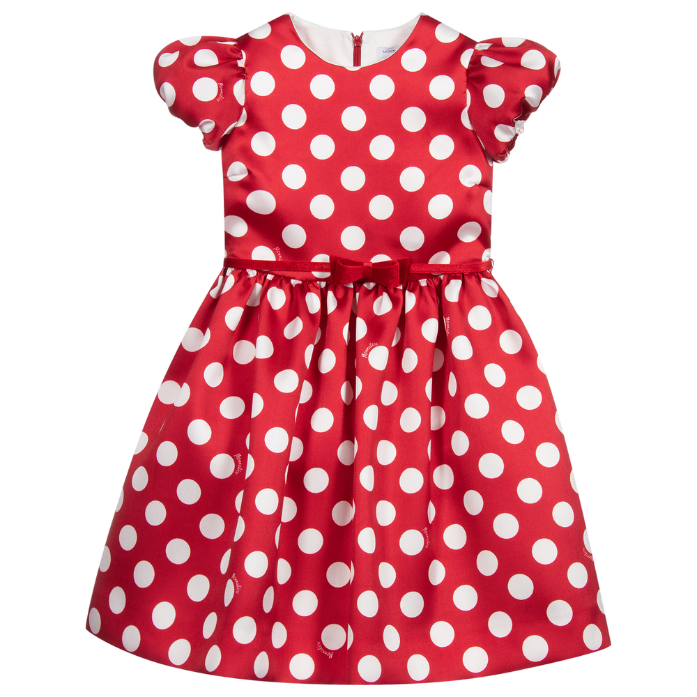 Monnalisa-Красное платье в белый горошек для подростков | Childrensalon Outlet