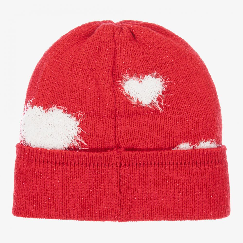 Monnalisa-Teen Red & White Heart Hat | Childrensalon Outlet