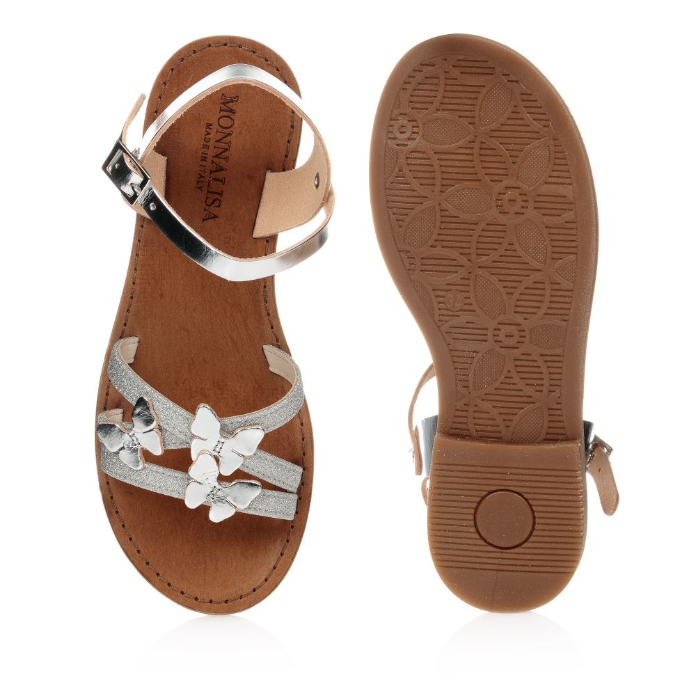 Monnalisa-Teen Silver Butterfly Sandals | Childrensalon Outlet