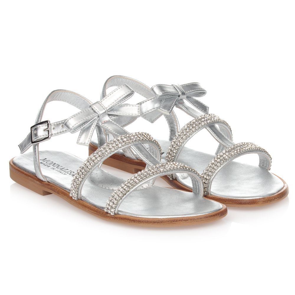 Silver bedazzled sandals top