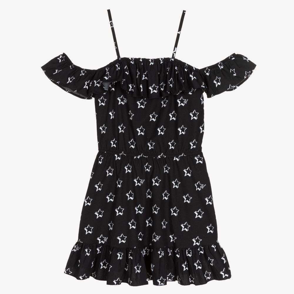 Monnalisa - فستان تينز بناتي قطن فوال لون أسود | Childrensalon