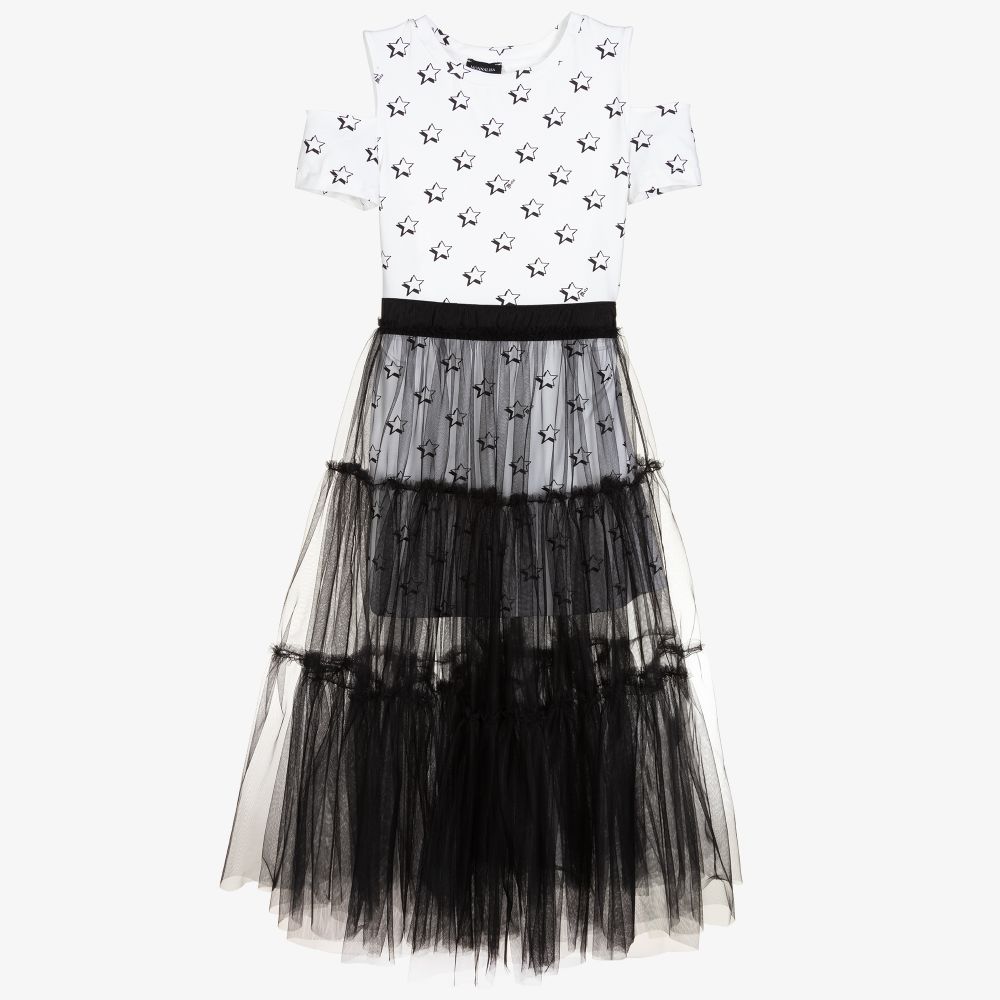 Monnalisa-Teen White & Black Dress | Childrensalon Outlet