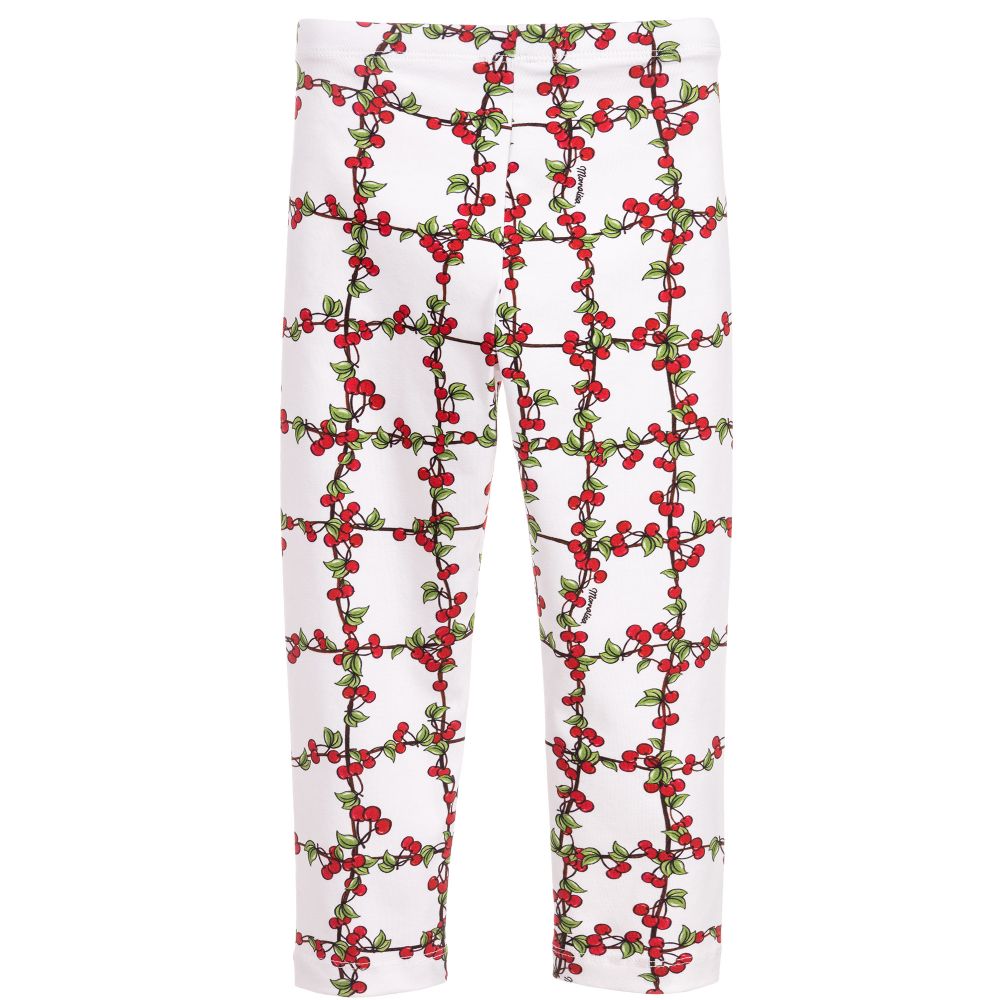Monnalisa Teen White Cherry Leggings Childrensalon Outlet