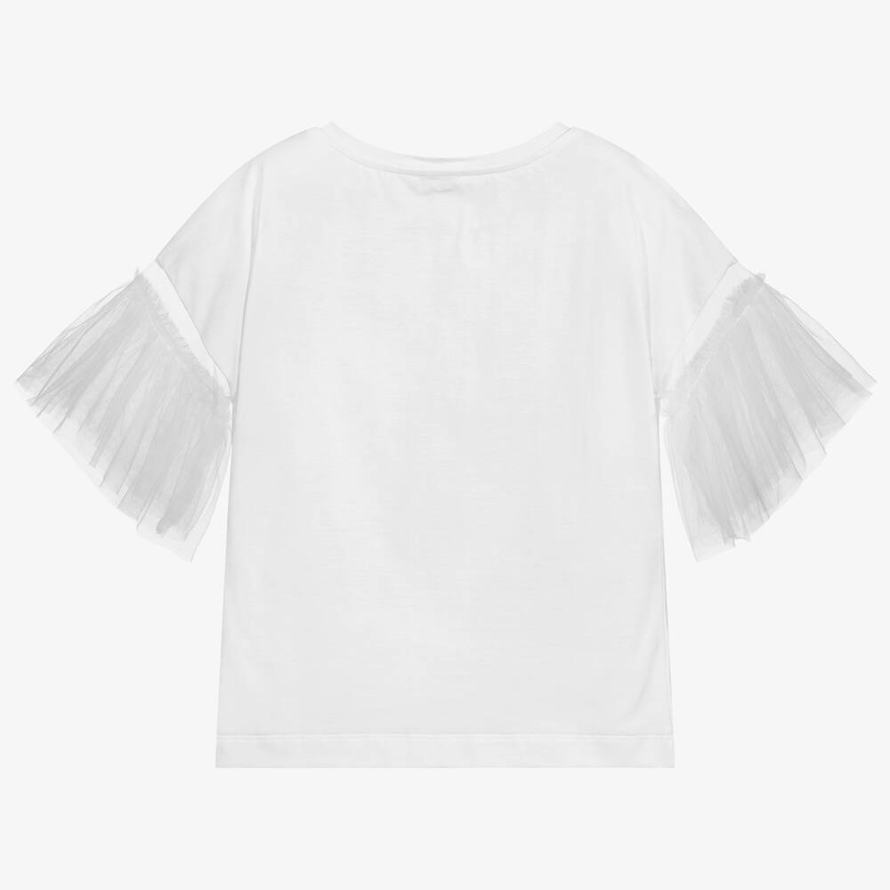 Monnalisa-Teen White Daisy Duck T-Shirt | Childrensalon Outlet