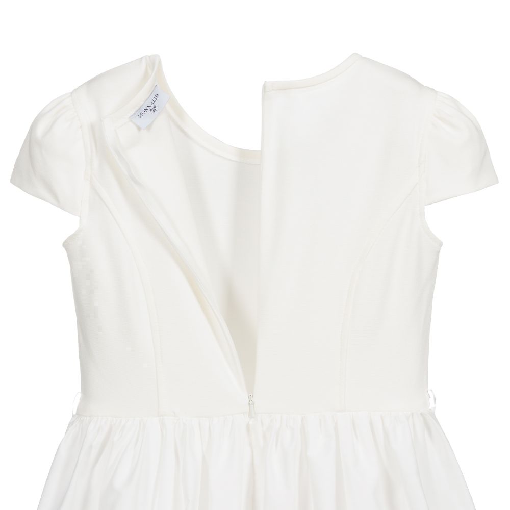 Monnalisa-Белое платье с цветочным логотипом для подростков | Childrensalon Outlet