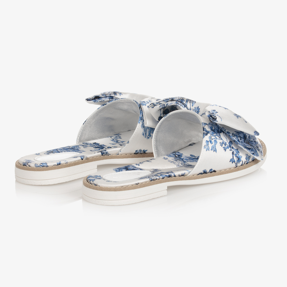 Monnalisa-Teen White Floral Sliders | Childrensalon Outlet