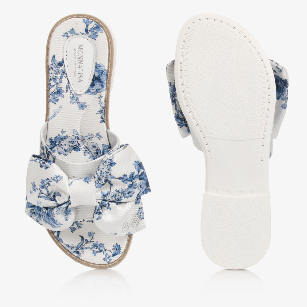 Monnalisa-Teen White Floral Sliders | Childrensalon Outlet