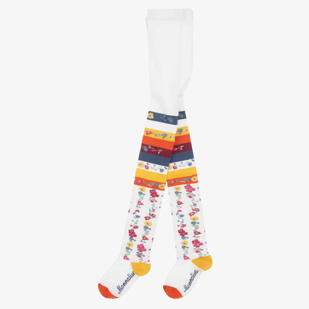 Monnalisa Teen White Floral Tights
