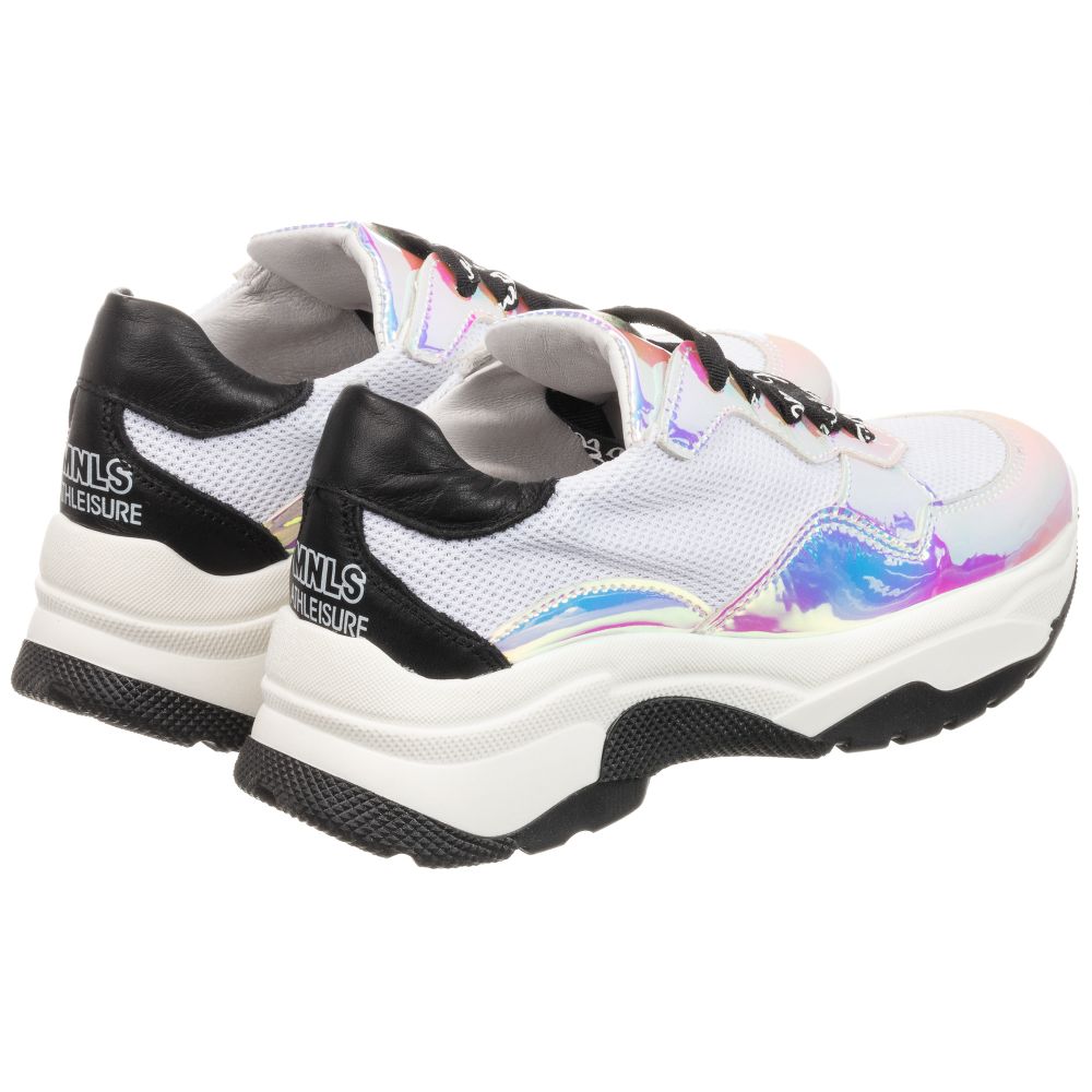 Monnalisa-Teen White Iridescent Trainers | Childrensalon Outlet