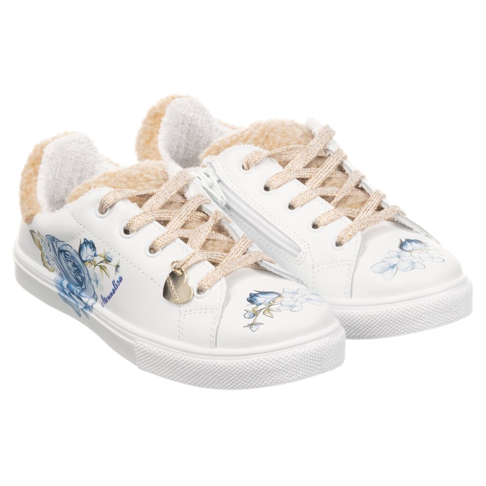 Monnalisa - Teen White Leather Trainers | Childrensalon