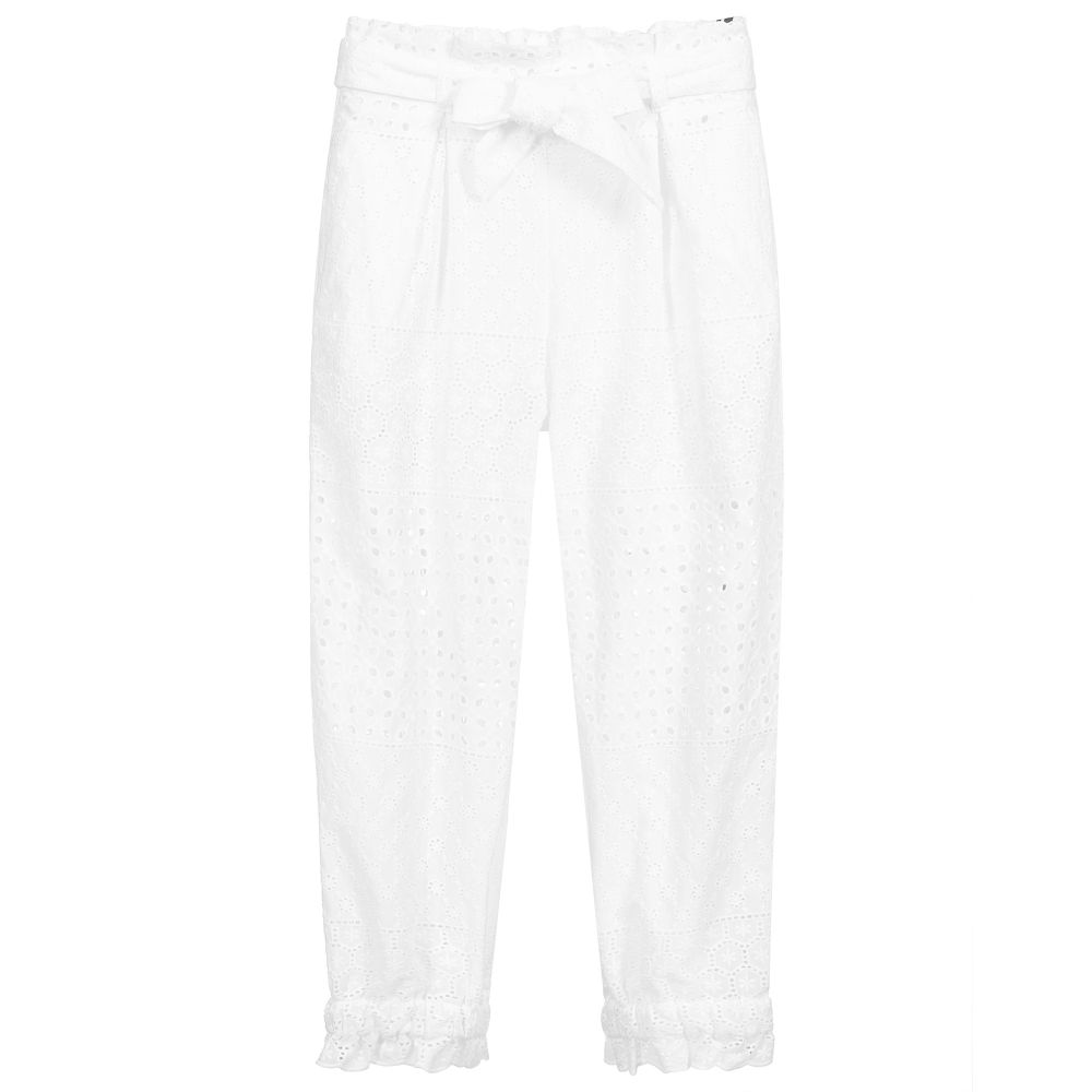 Monnalisa - Белые брюки с полосой для подростков | Childrensalon
