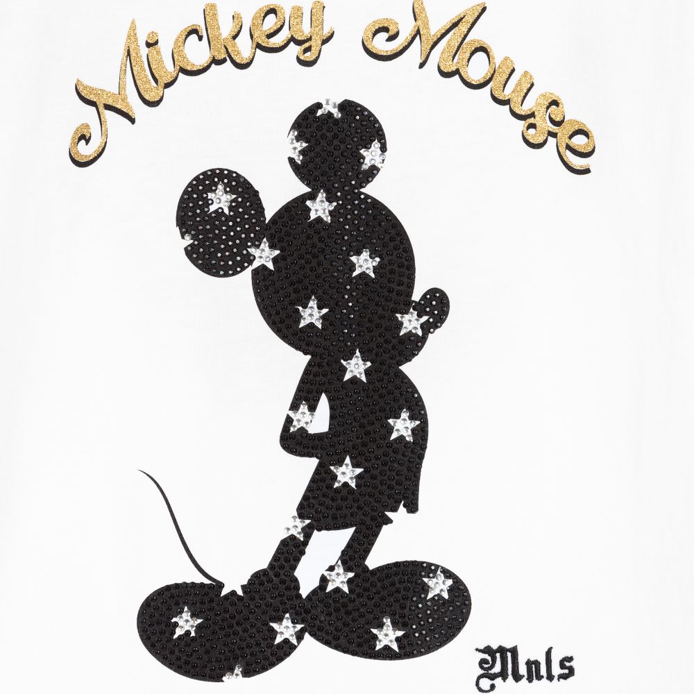 Monnalisa-Teen White Mickey Mouse Top | Childrensalon Outlet