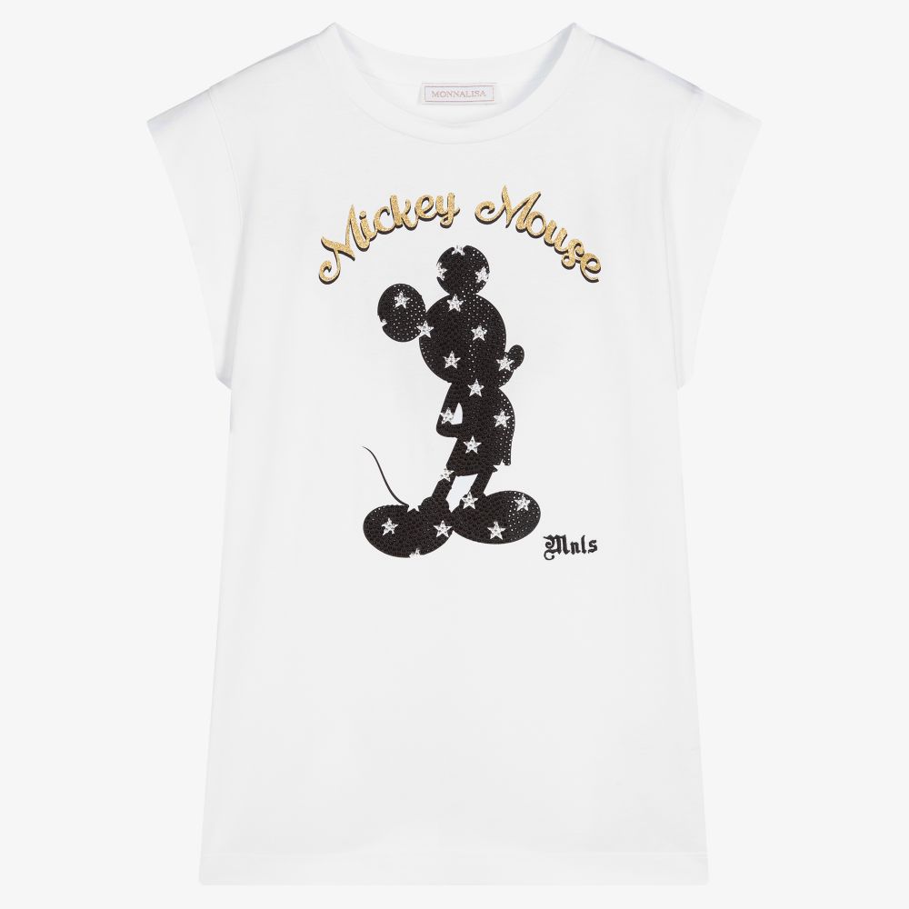 Monnalisa - Teen White Mickey Mouse Top | Childrensalon