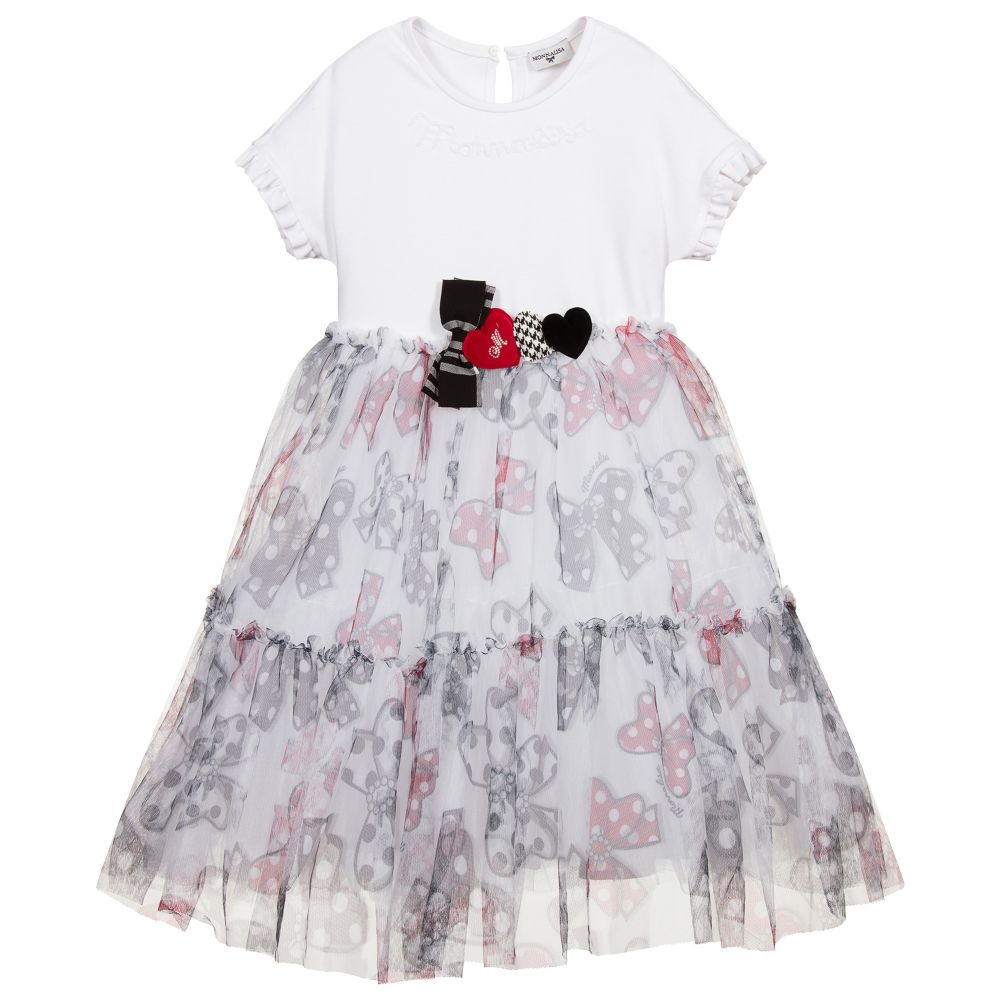 Monnalisa - Teen White Tiered Bow Dress | Childrensalon