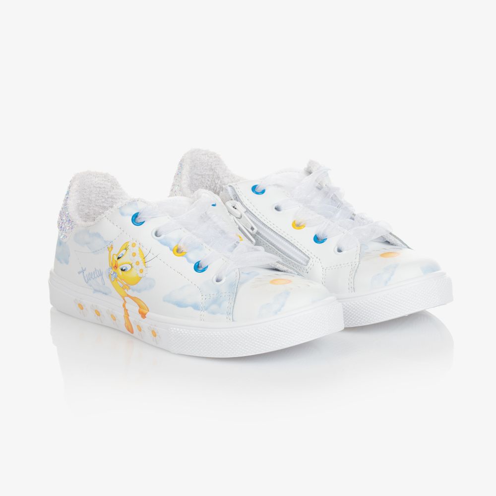 Monnalisa - Teen White Tweety Trainers | Childrensalon