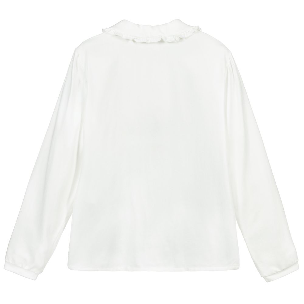 Monnalisa-Teen White Viscose Bow Blouse | Childrensalon Outlet